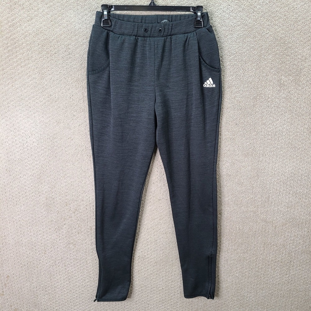 Adidas Pants Womens XS Black Heathered Tapered Ankle Zip Polyester Athletic